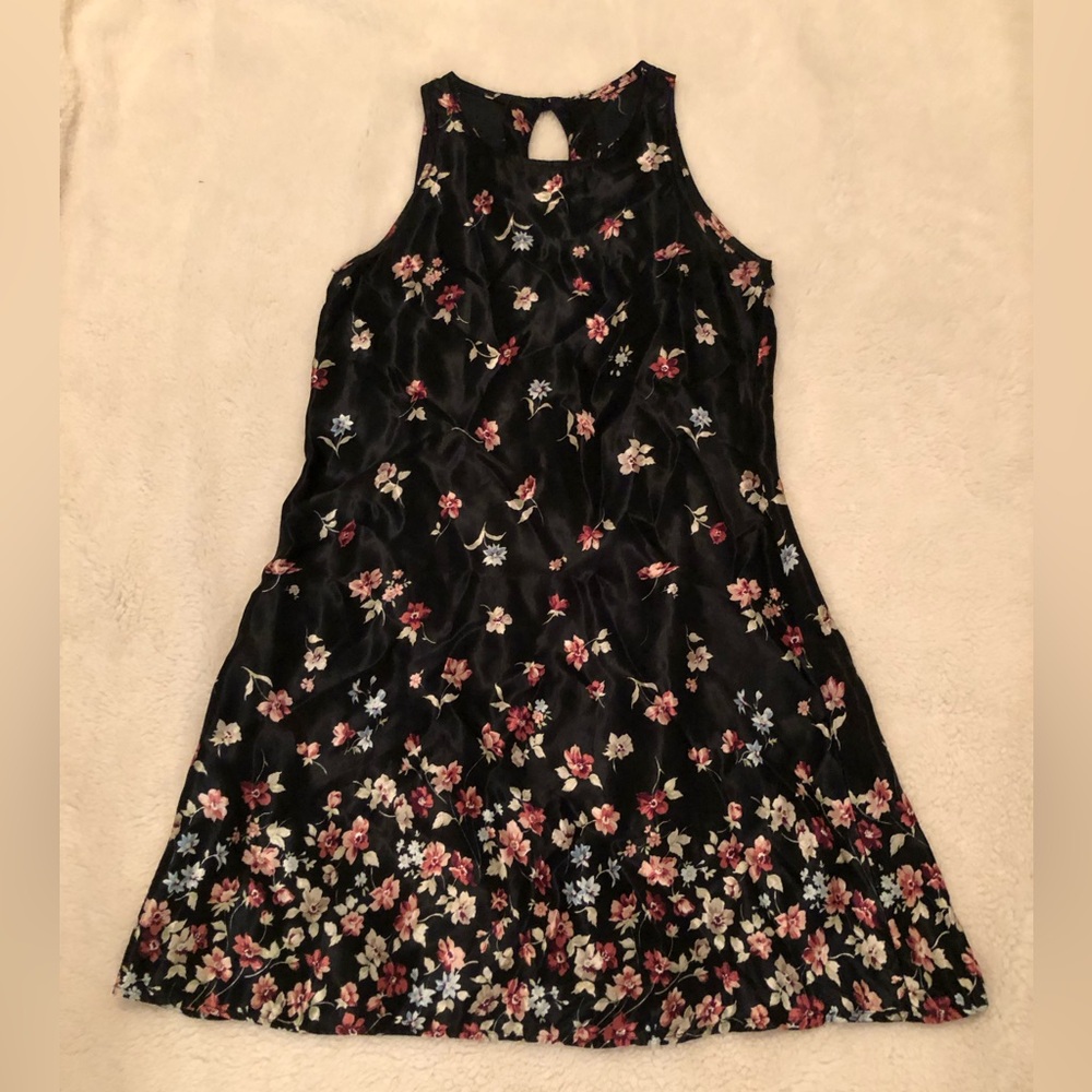 Vintage Elegant Floral Black Midi Dress